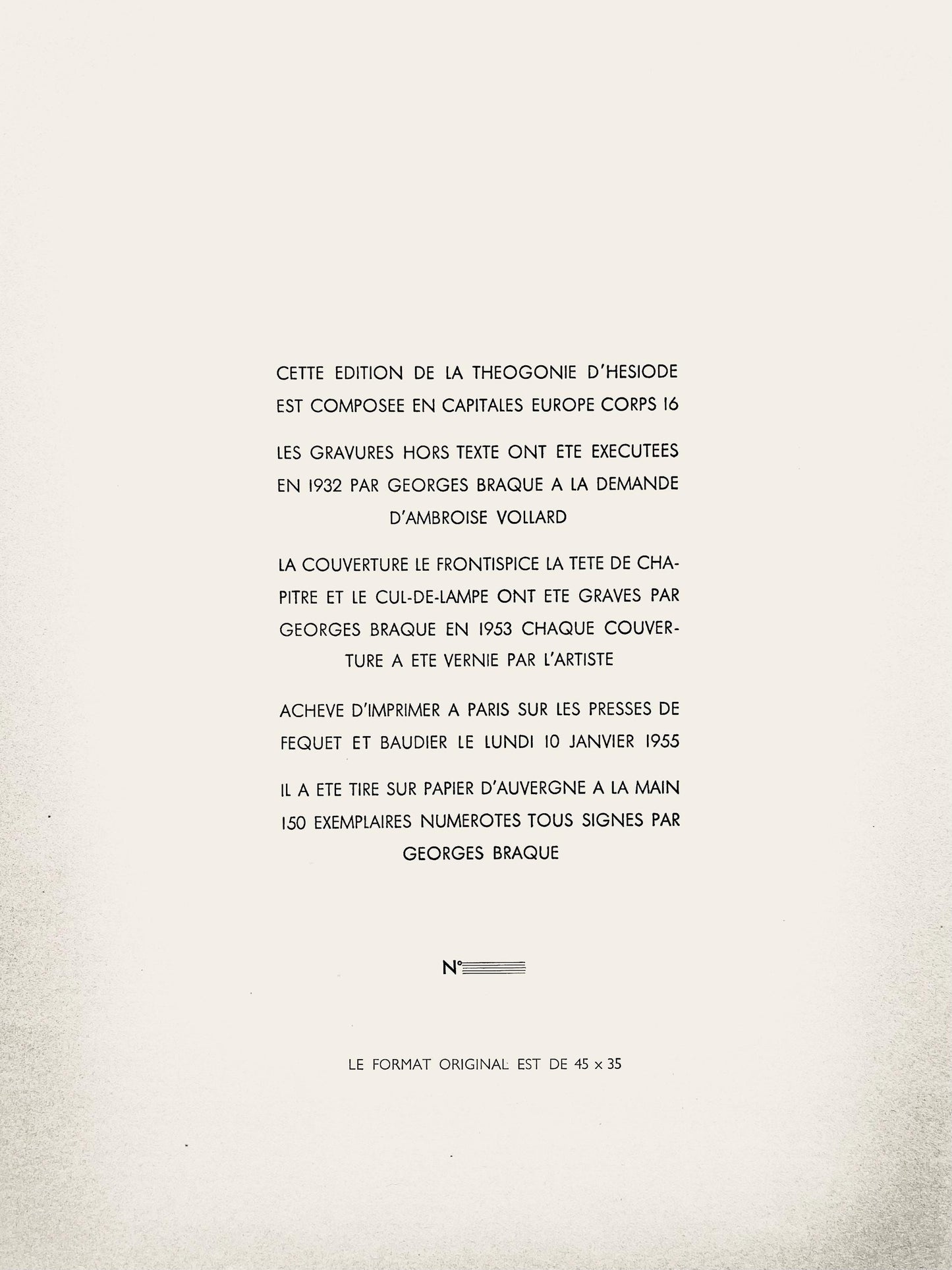 Georges Braque, Composition, Hsiode, Thogonie, Derrire Le Miroir, Lithograph