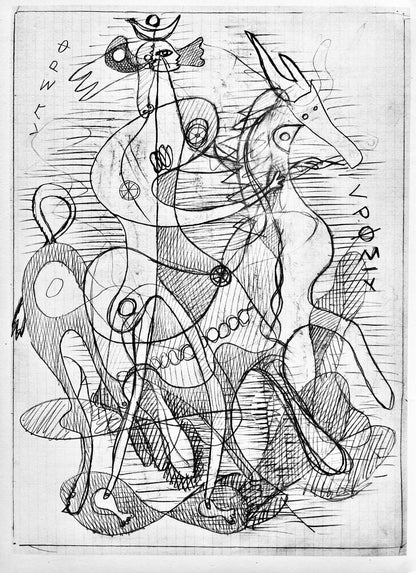 Georges Braque, Composition, Hsiode, Thogonie, Derrire Le Miroir, Lithograph