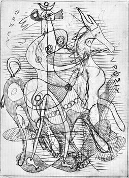 Georges Braque, Composition, Hsiode, Thogonie, Derrire Le Miroir, Lithograph