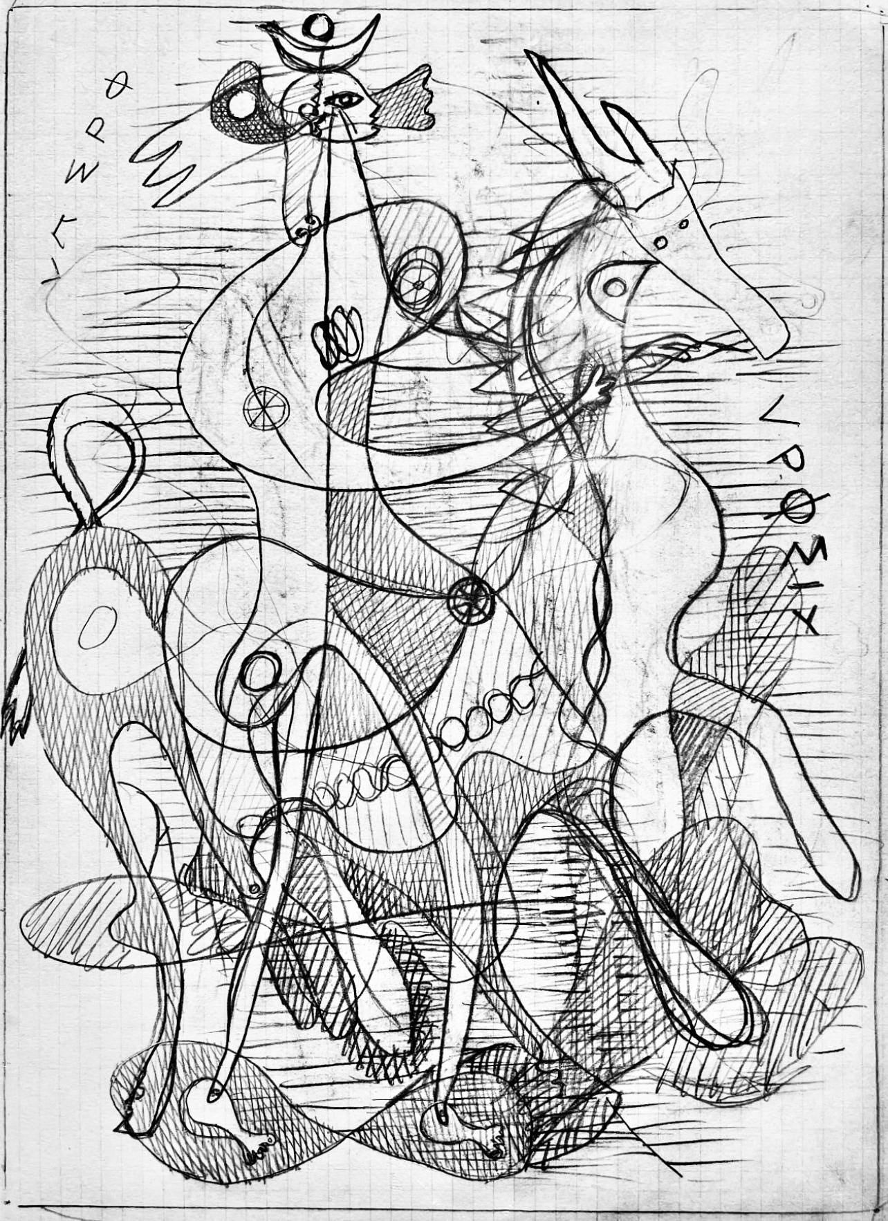 Georges Braque, Composition, Hsiode, Thogonie, Derrire Le Miroir, Lithograph