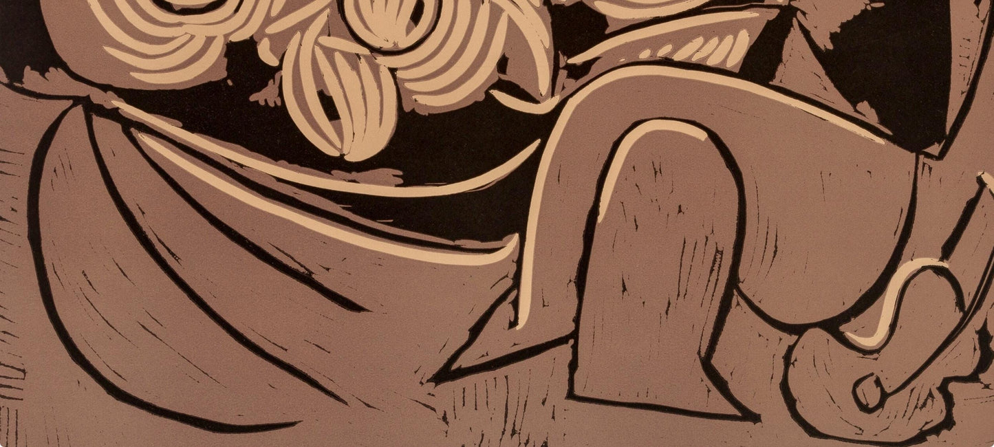 Pablo Picasso, Femme Couche Et Homme (Orozco 214), Grabados Al Linleo, Linocut