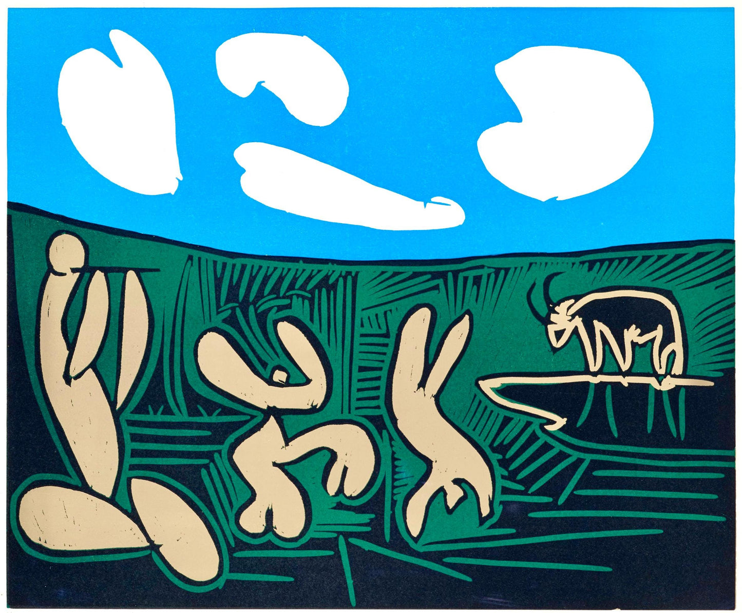 Pablo Picasso, Bacchanale L'Acrobate (Orozco 214), Grabados Al Linleo, Linocut