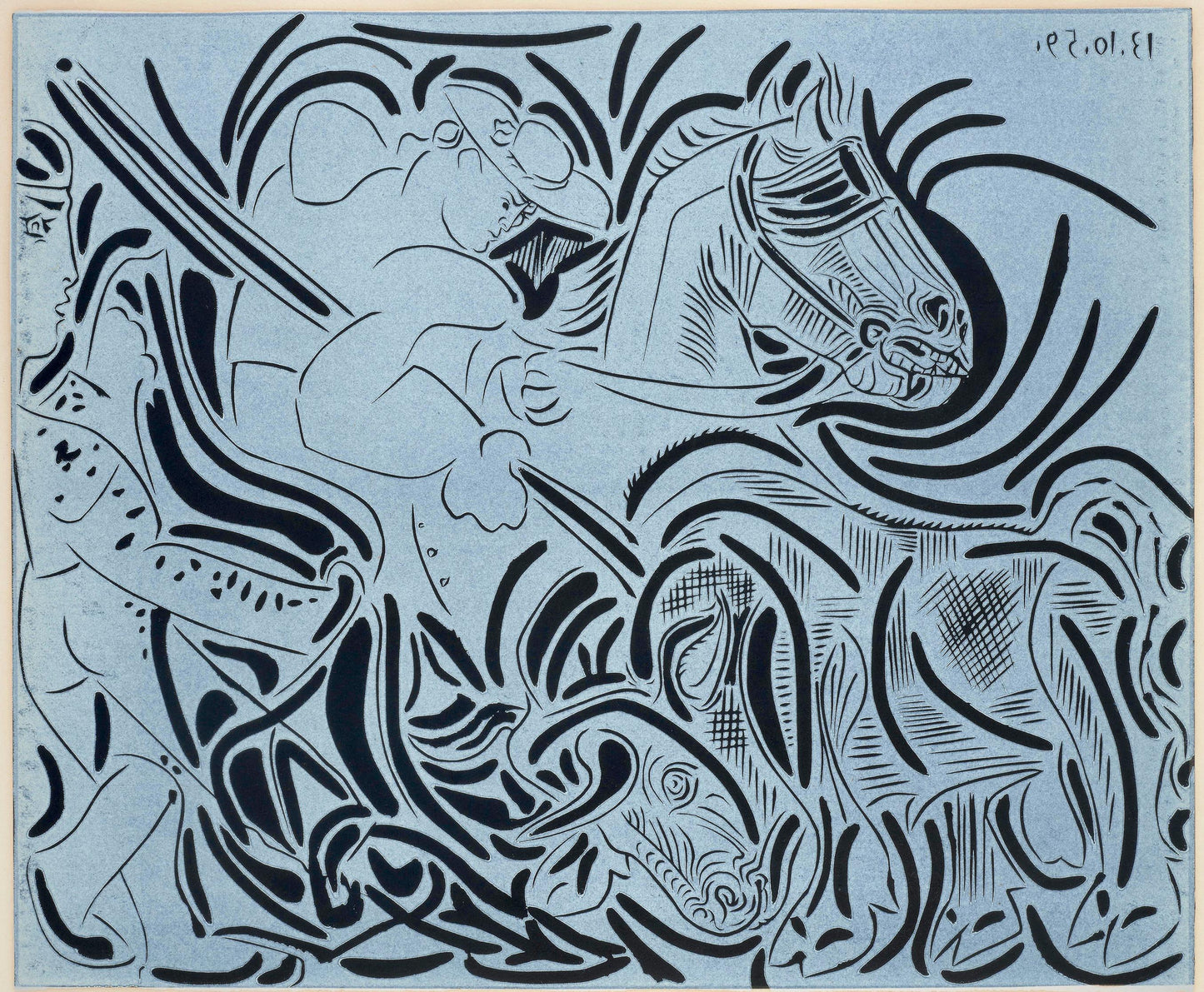 Pablo Picasso, Pique (Orozco 214), Grabados Al Linleo, Linocut