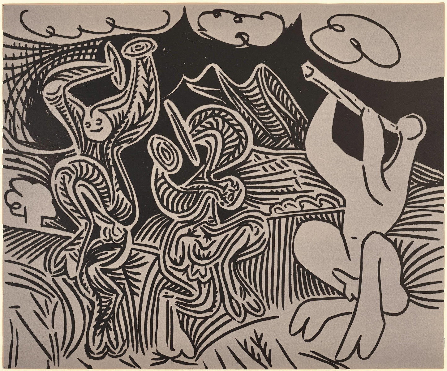 Pablo Picasso, Danseurs Et Musicien (Orozco 214), Grabados Al Linleo, Linocut