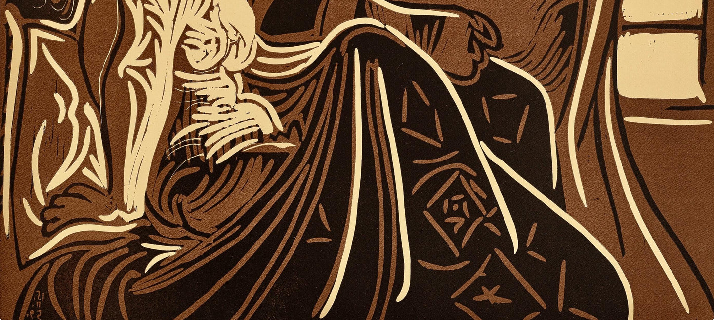 Pablo Picasso, Deux Femmes Prs La Fentre (Orozco 214), Grabados Al Linleo, Linocut