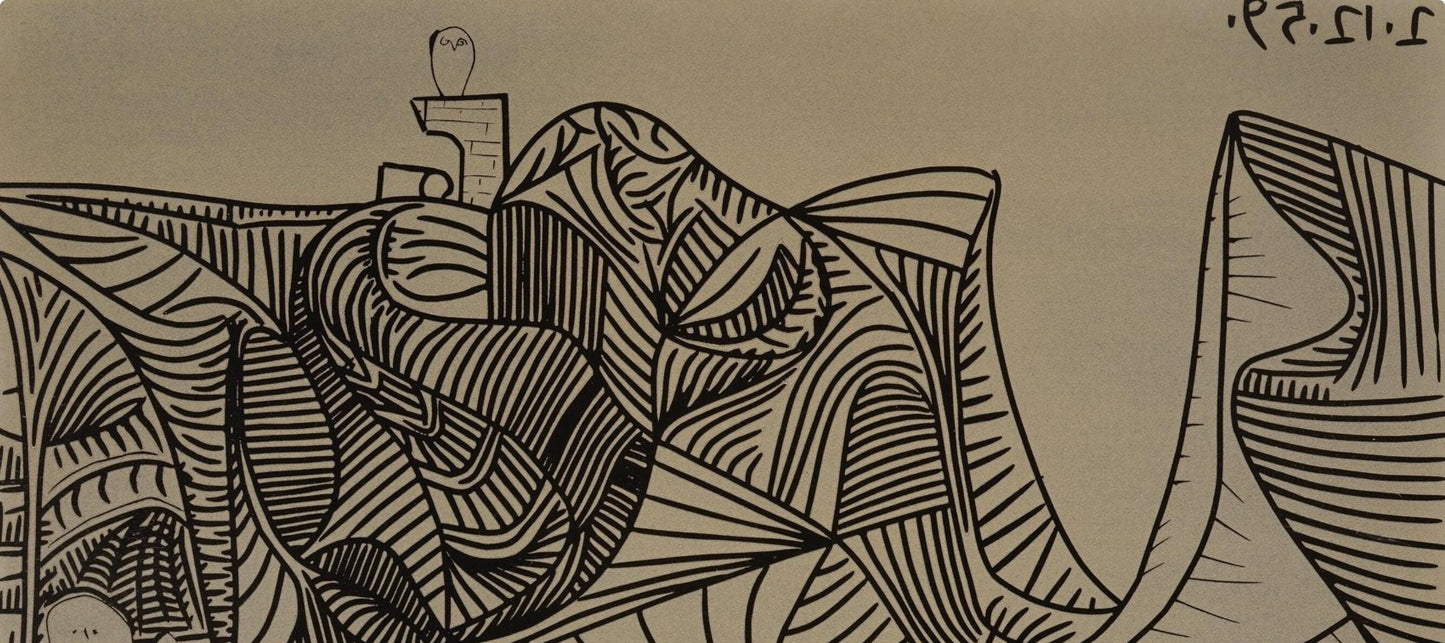 Pablo Picasso, Bacchanale Au Hibou (Orozco 214), Grabados Al Linleo, Linocut