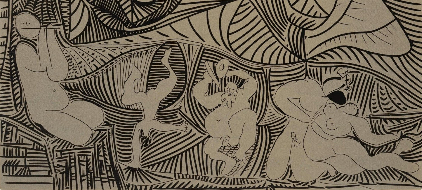 Pablo Picasso, Bacchanale Au Hibou (Orozco 214), Grabados Al Linleo, Linocut