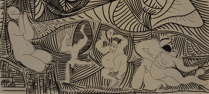 Pablo Picasso, Bacchanale Au Hibou (Orozco 214), Grabados Al Linleo, Linocut