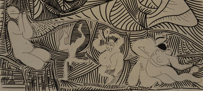 Pablo Picasso, Bacchanale Au Hibou (Orozco 214), Grabados Al Linleo, Linocut
