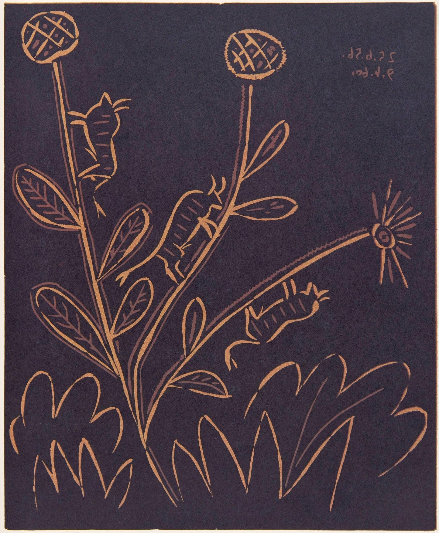 Pablo Picasso, Plante Aux Toritos (Orozco 214), Grabados Al Linleo, Linocut