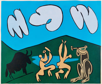 Pablo Picasso, Bacchanale Au Taureau Noir (Orozco 214), Grabados Al Linleo, Linocut