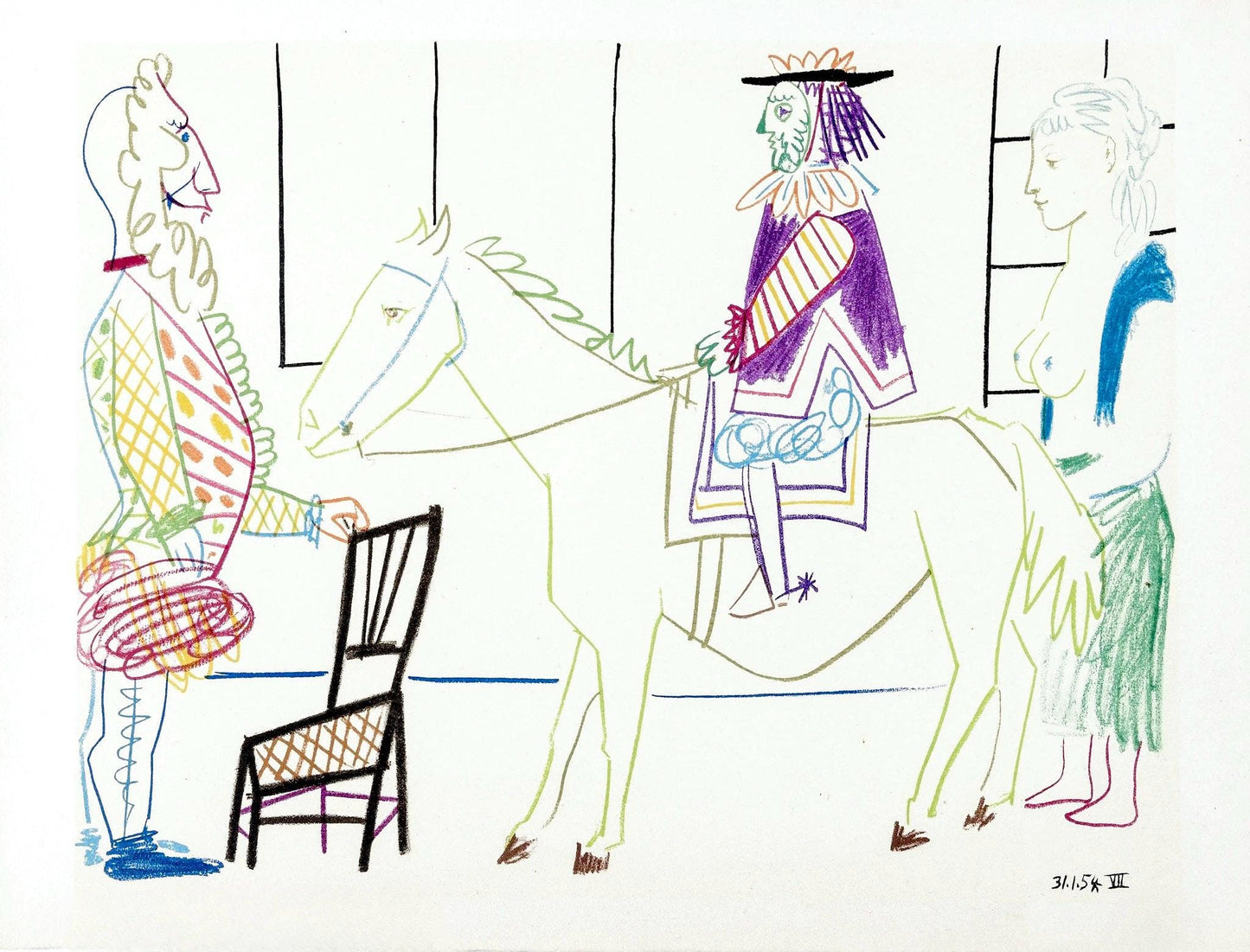 Pablo Picasso, Composition, La Comdie Humaine, Verve, Revue Artistique Et Littraire, Lithograph