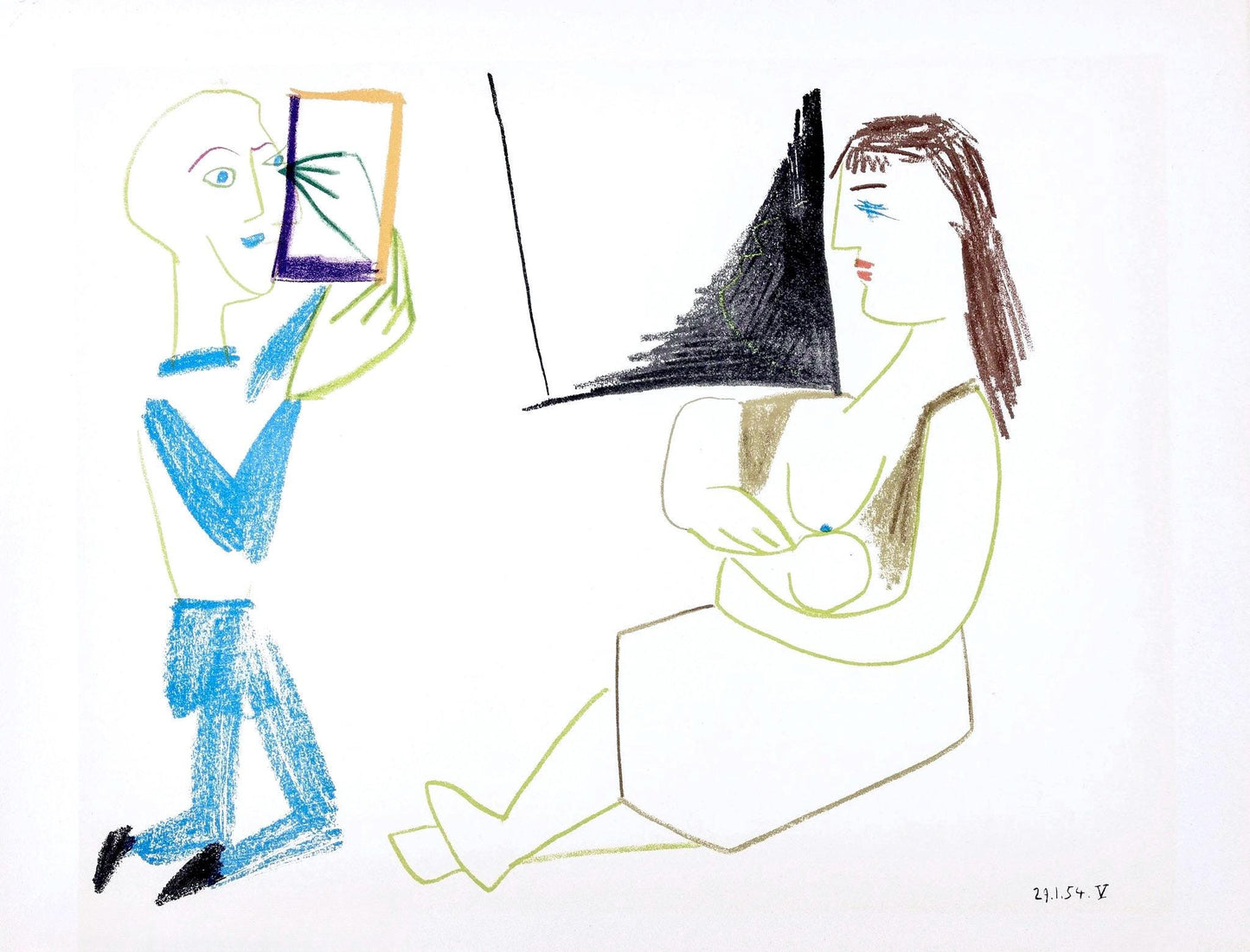 Pablo Picasso, Composition, La Comdie Humaine, Verve, Revue Artistique Et Littraire, Lithograph