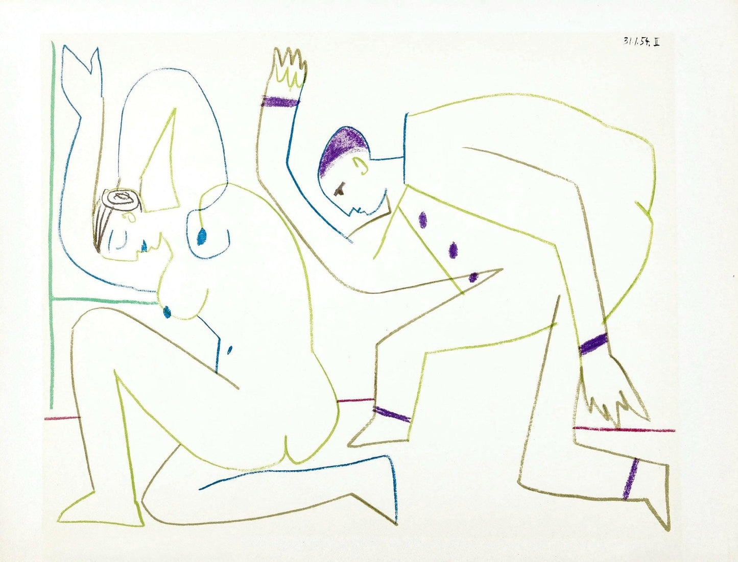 Pablo Picasso, Composition, La Comdie Humaine, Verve, Revue Artistique Et Littraire, Lithograph