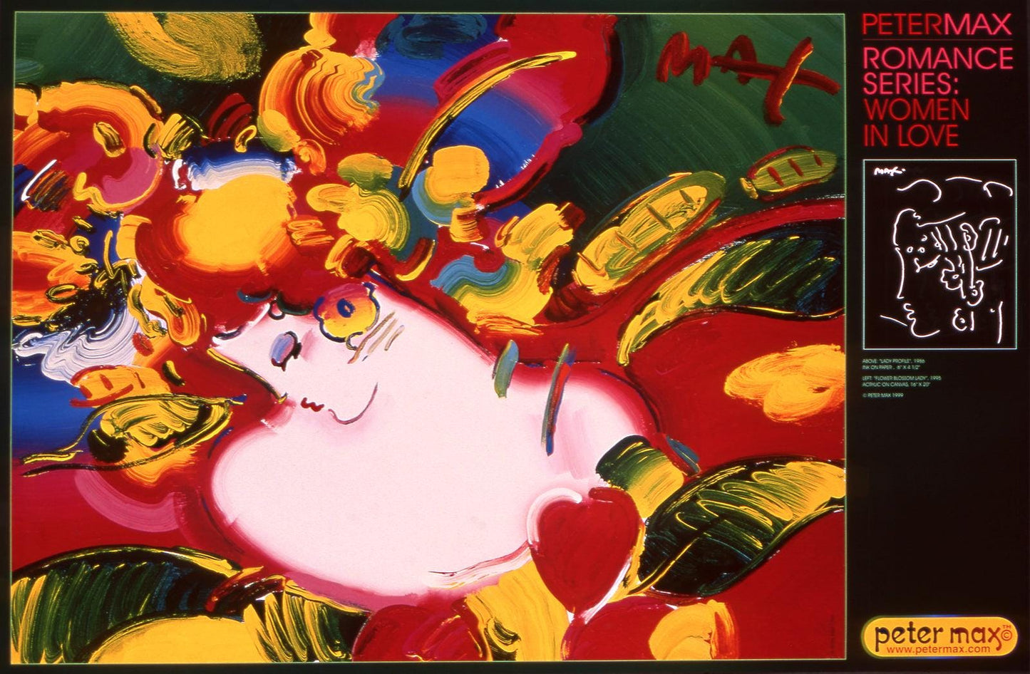 Peter Max, Women In Love, 1999, Hand Signed, Official Edition Offset Lithograph
