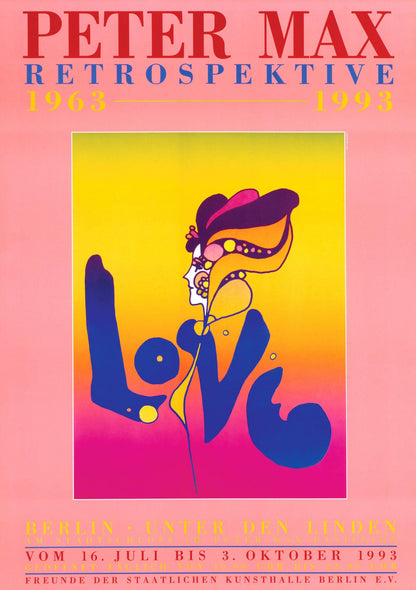 Peter Max, Berlin Love, 1993, Hand Signed, Official Edition Offset Lithograph