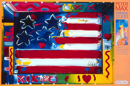 Peter Max, America, 2000, 1999, Hand Signed, Official Edition Offset Lithograph