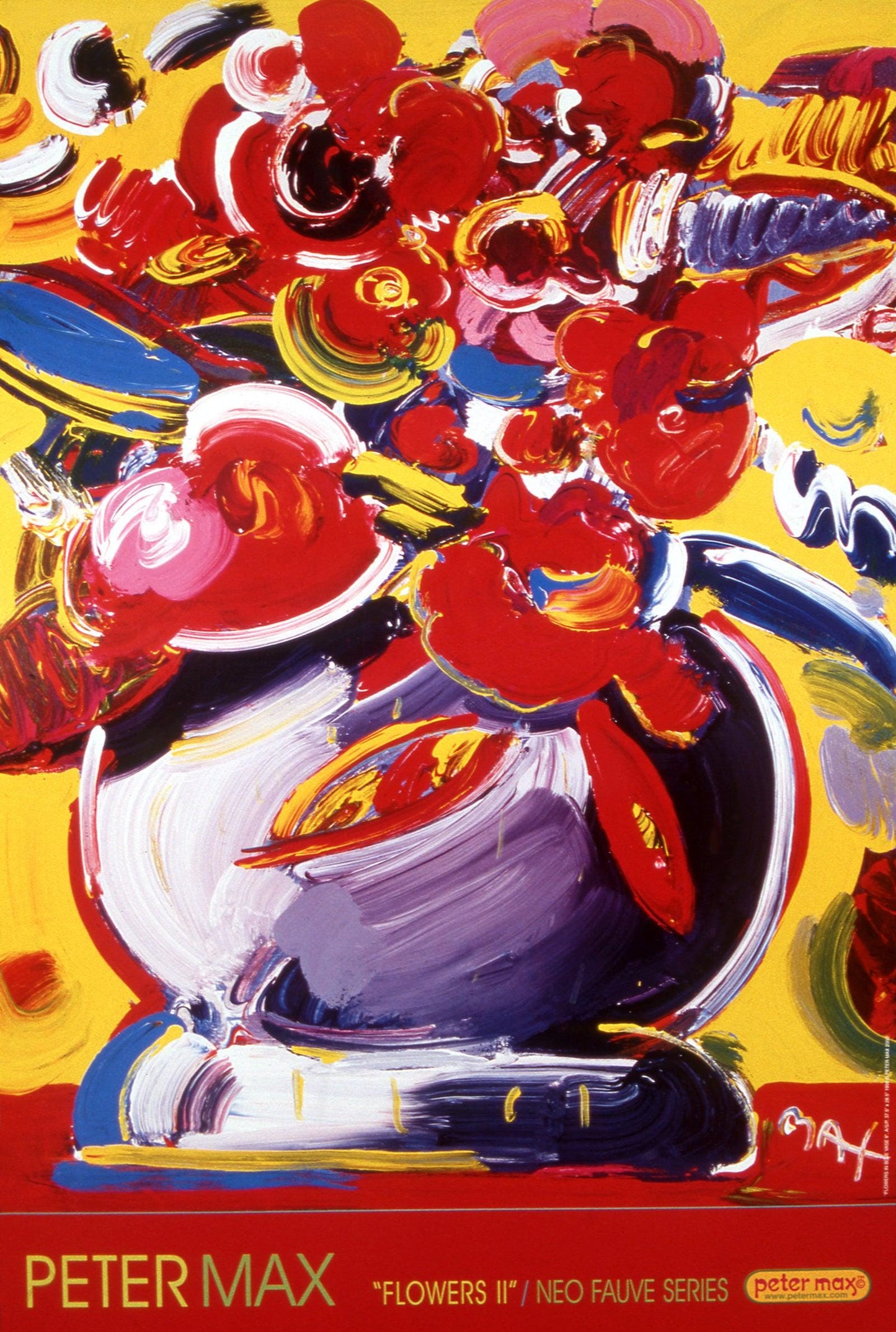 Peter Max, Flowers Ii - Neo-Fauve, 2000, Hand Signed, Official Edition Offset Lithograph