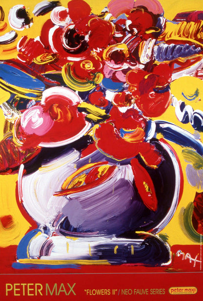 Peter Max, Flowers Ii - Neo-Fauve, 2000, Hand Signed, Official Edition Offset Lithograph