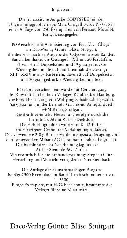 Marc Chagall, Ares Und Aphrodite, Homer, Die Odyssee, Lithograph