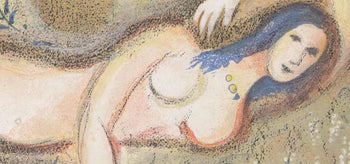 Marc Chagall, Booz Se Rveille Et Voit Ruth Ses Pieds (M. 117-46; C. 25), Dessins Pour La Bible,