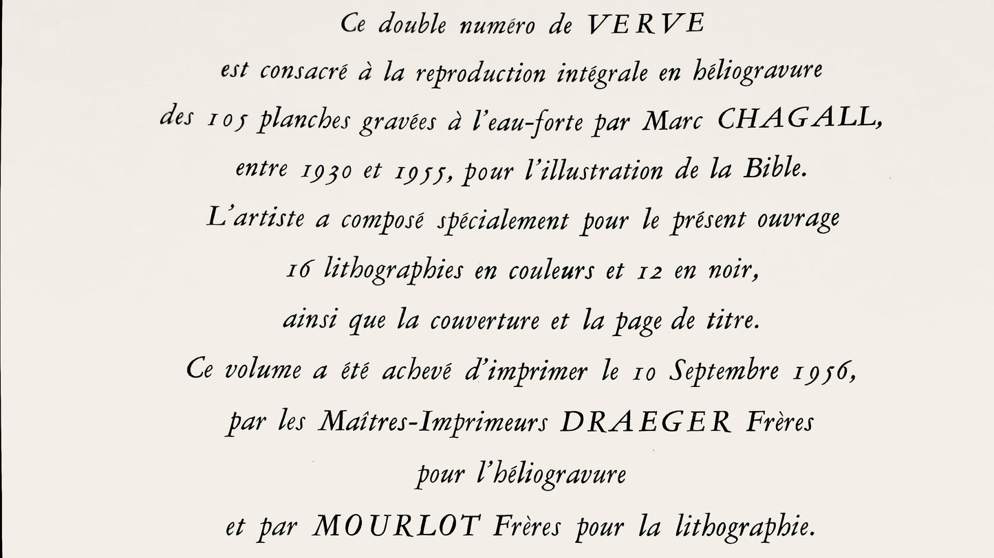 Marc Chagall, Le Visage D'Isral (Mourlot 117-46; Cramer 25), Dessins Pour La Bible, Verve, Revue,