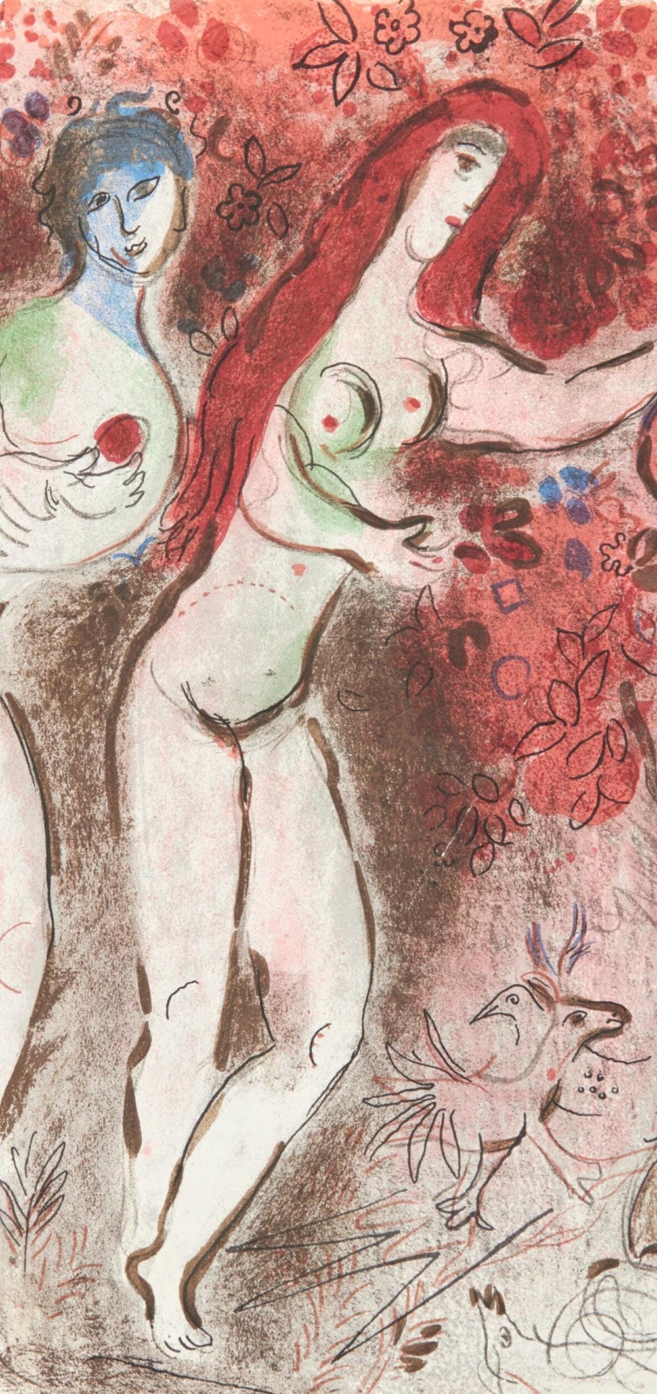 Marc Chagall, Adam Et Eve Et Le Fruit Dfendu (Mourlot 117-46; Cramer 25), Dessins Pour La Bible,