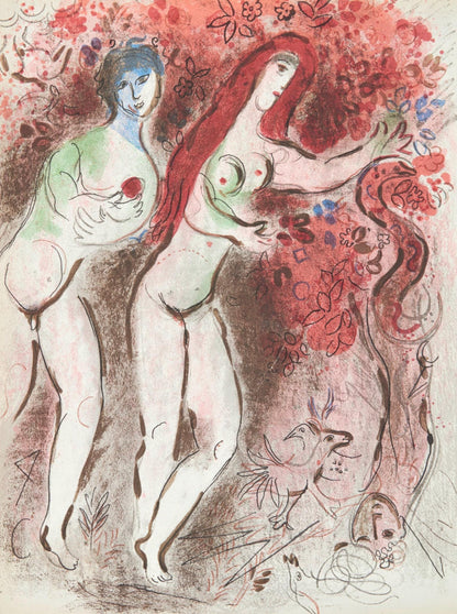 Marc Chagall, Adam Et Eve Et Le Fruit Dfendu (Mourlot 117-46; Cramer 25), Dessins Pour La Bible,