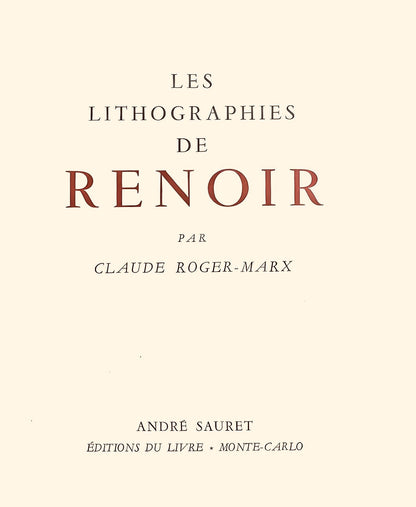 Pierre-Auguste Renoir, Ambroise Vollard, Les Lithographies De Renoir, Lithograph