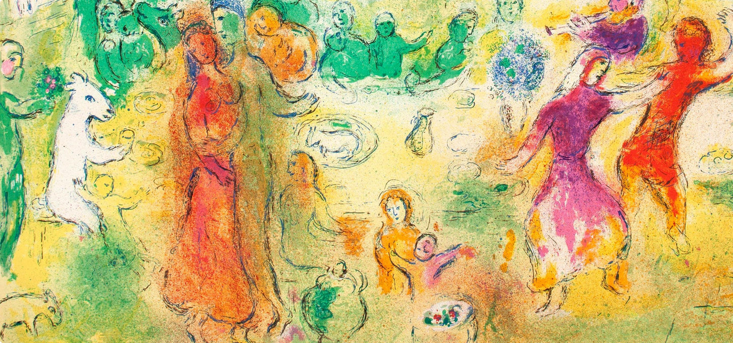 Marc Chagall, Festin nuptial dans la grotte des nymphes, Daphnis et Chlo, Hliogravure