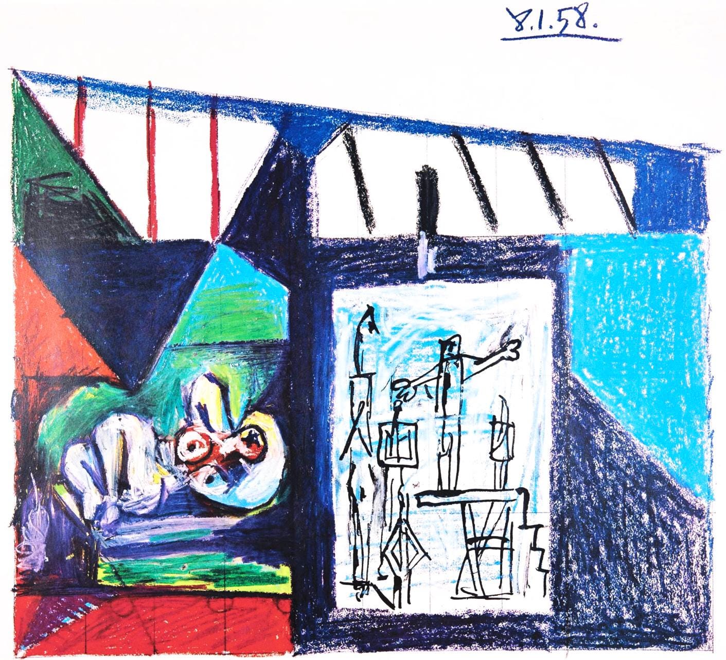 Pablo Picasso, 8.1.58. (Cramer 155), La Chute D'Icare, Hliogravure