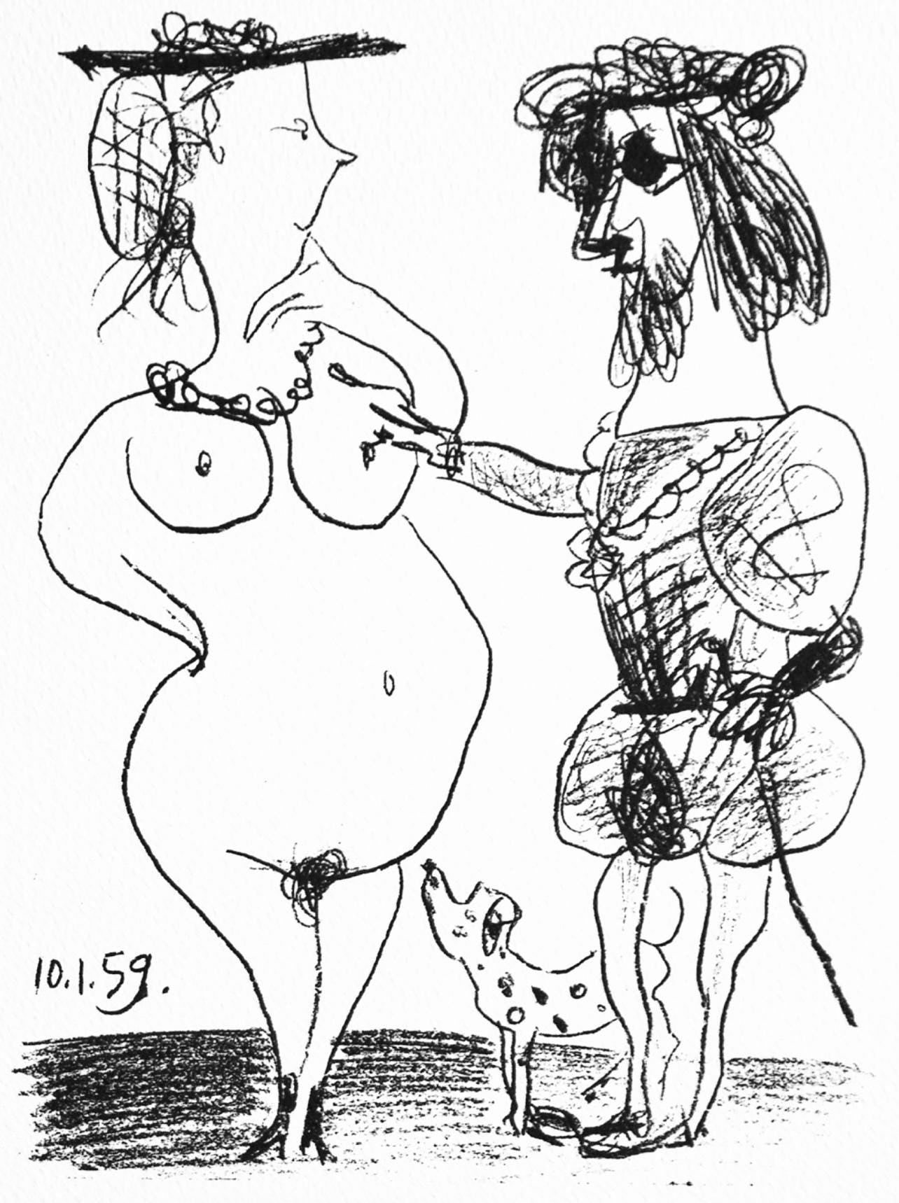 Pablo Picasso, Le Seigneur Et La Dame (M. 322), Souvenirs Et Portraits D'Artistes, Lithograph