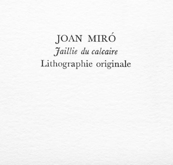 Joan Miro, Faillie Du Calcaire (Cramer 156; Mourlot 840), Souvenirs Et Portraits D'Artistes,