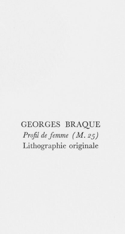 Georges Braque, Profil De Femme, Souvenirs Et Portraits D'Artistes, Lithograph