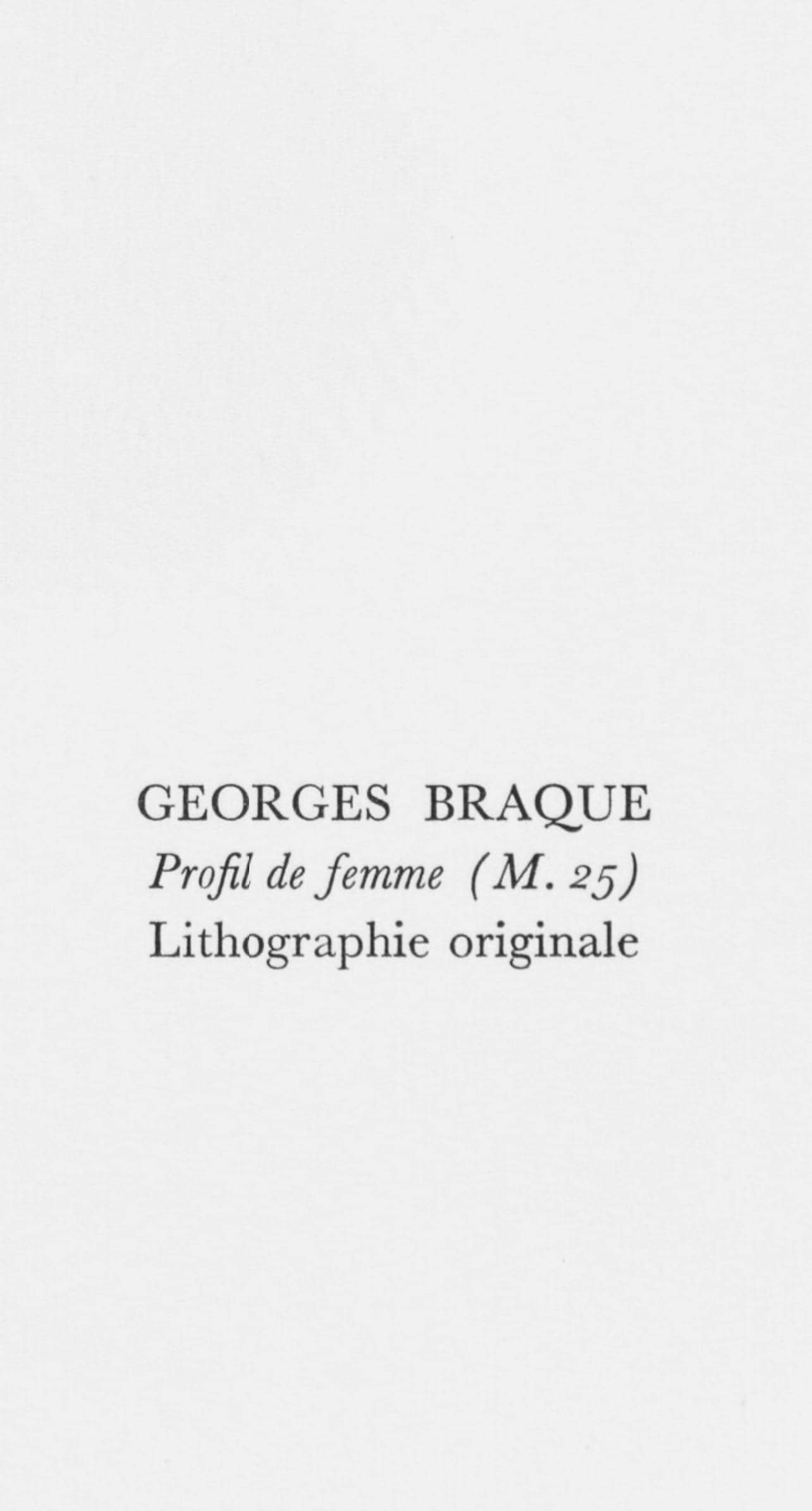 Georges Braque, Profil De Femme, Souvenirs Et Portraits D'Artistes, Lithograph