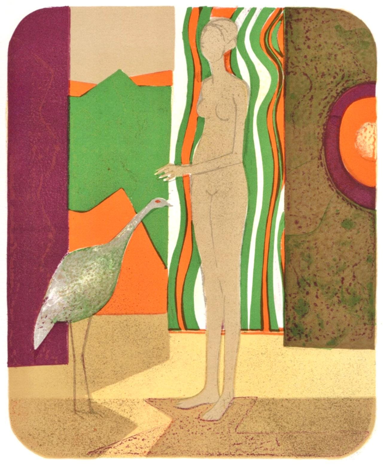 Andr Minaux, La Femme Et L'Oiseau, Souvenirs Et Portraits D'Artistes, Lithograph