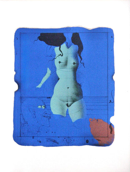 Paul Wunderlich, Torso Sur Une Pierre Bleue, Souvenirs Et Portraits D'Artistes, Lithograph