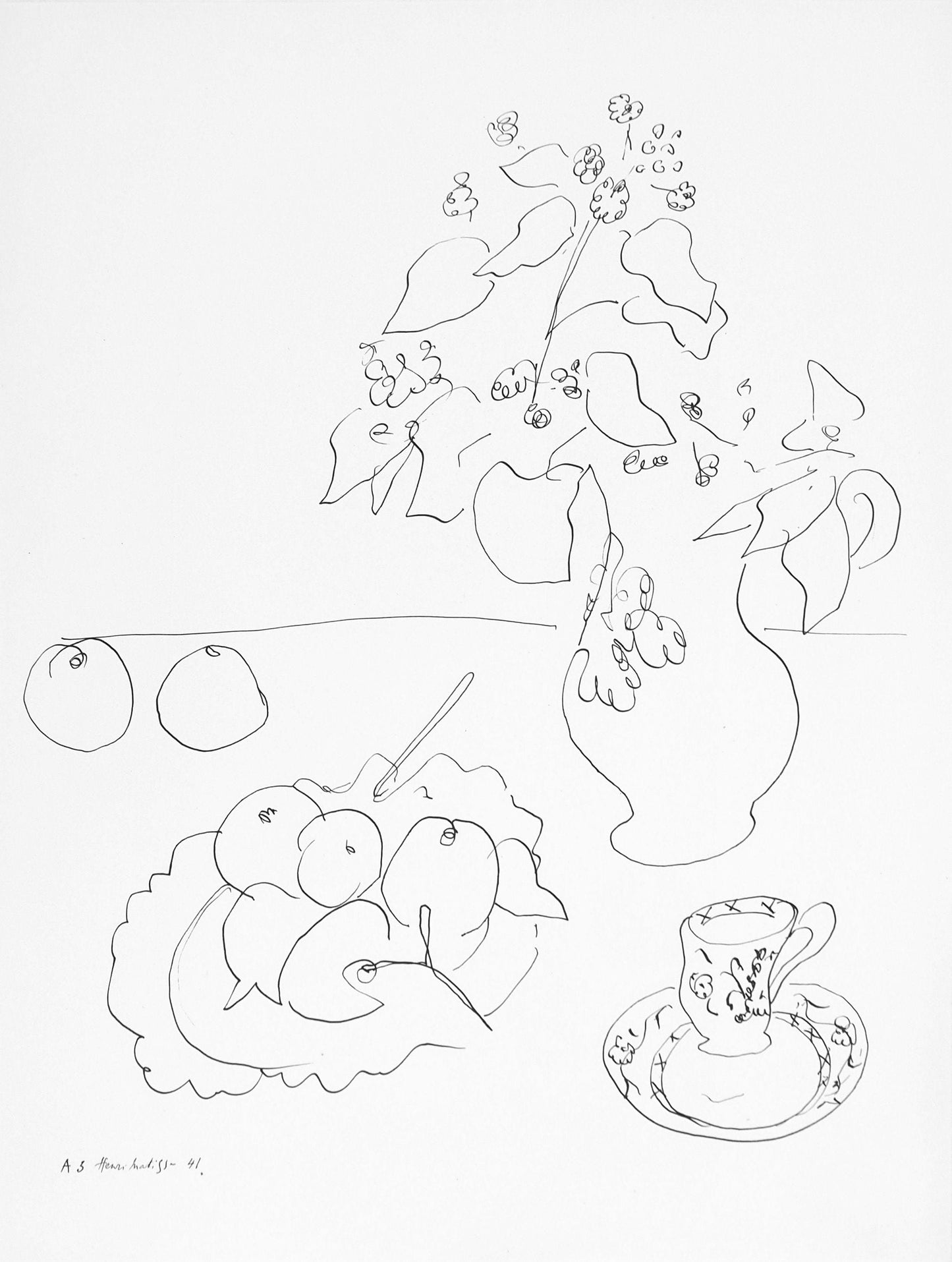 Henri Matisse, Srie A, Var. 3 (Duthuit 9), Henri Matisse, Dessins, Thmes Et Variations, Lithograph