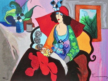 Itzchak Tarkay, Red Hat, Signed, Silkscreen