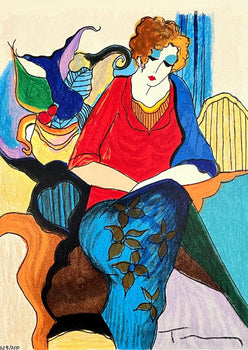 Itzchak Tarkay, Waiting, Signed, Silkscreen