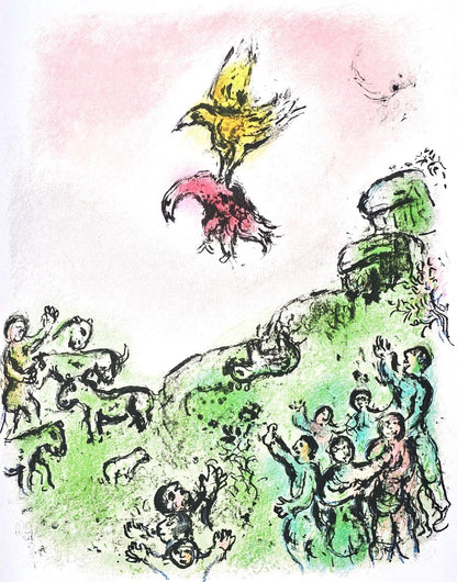 Marc Chagall, Das Vorzeichen, Der Habicht Und Die Taube, Homer, Die Odyssee, Lithograph