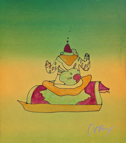 Peter Max, Magic Carpet Ride, Hand Signed, Mixed Media Watercolor And Silkscreen Painting