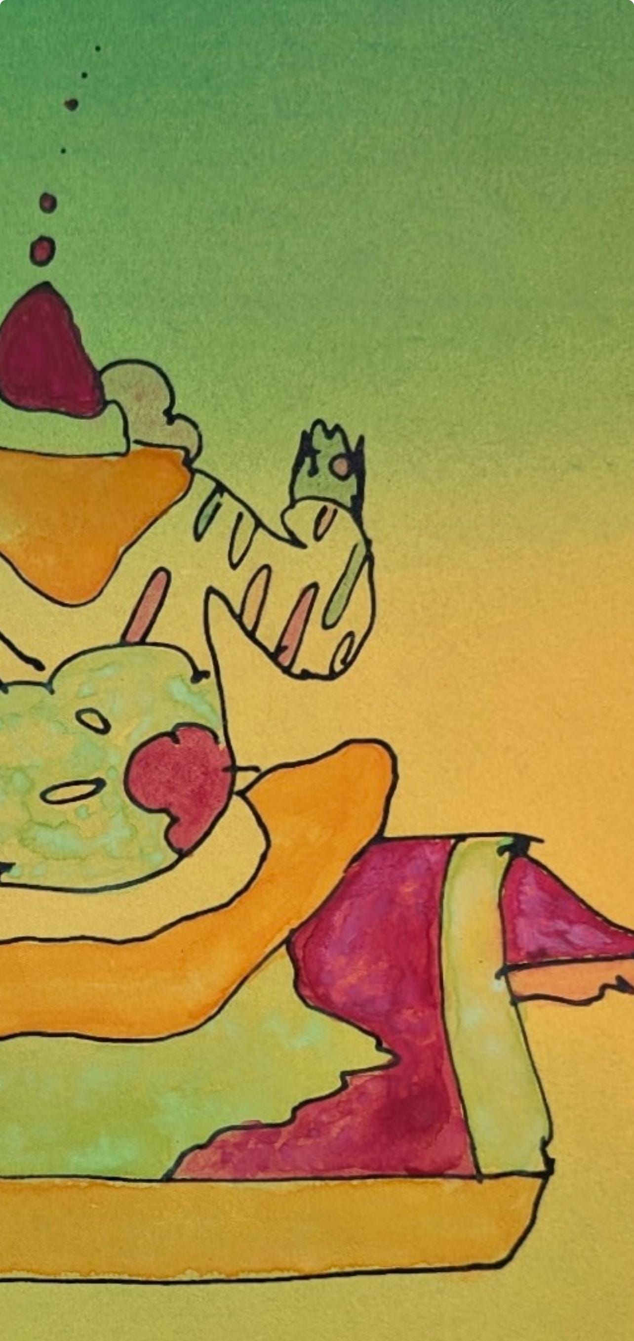 Peter Max, Magic Carpet Ride, Hand Signed, Mixed Media Watercolor And Silkscreen Painting