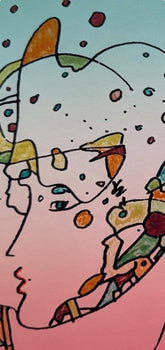 Peter Max, Galaxy Profile, Hand Signed, Mixed Media Watercolor And Silkscreen Painting