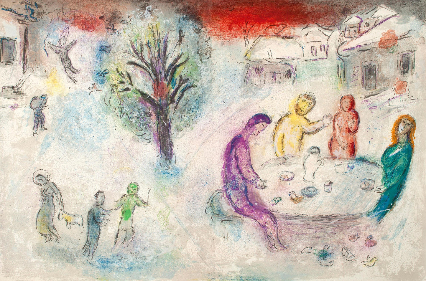 Marc Chagall, Le Repas Chez Dryas, Daphnis Et Chlo, Hliogravure