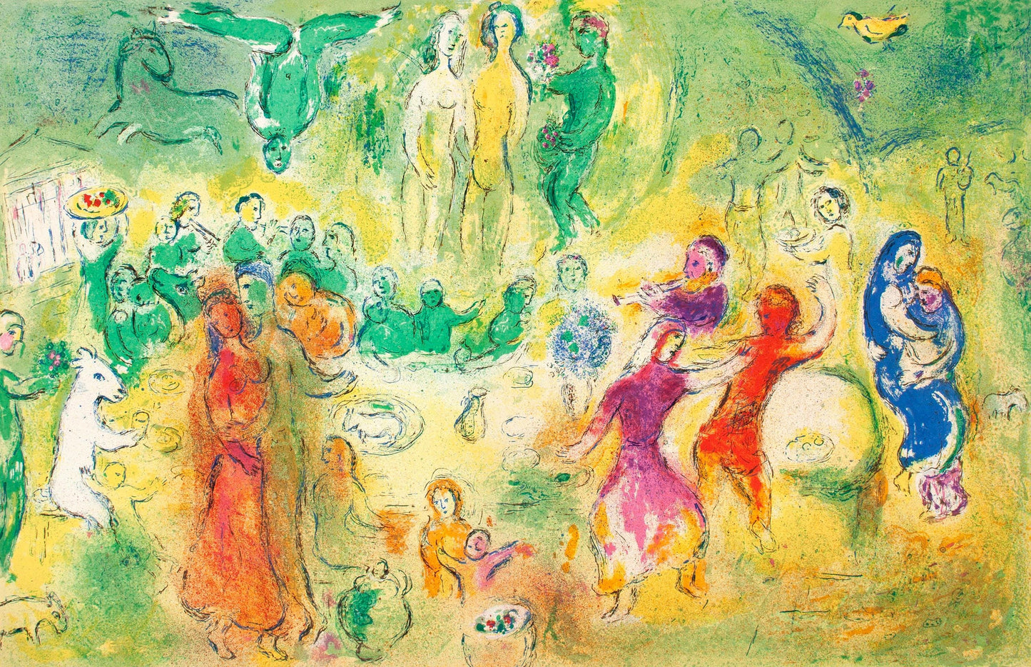 Marc Chagall, Festin nuptial dans la grotte des nymphes, Daphnis et Chlo, Hliogravure