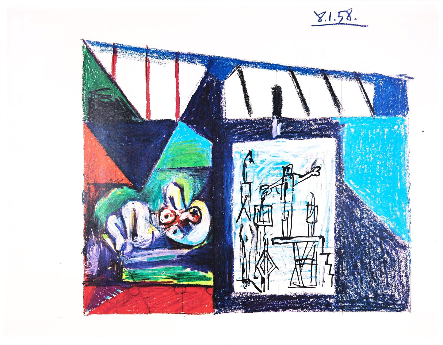 Pablo Picasso, 8.1.58. (Cramer 155), La Chute D'Icare, Hliogravure