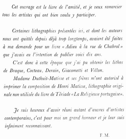 Alberto Giacometti, Fleurs, Souvenirs Et Portraits D'Artistes, Lithograph