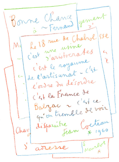 Jean Cocteau, Manuscrit, Souvenirs Et Portraits D'Artistes, Lithograph