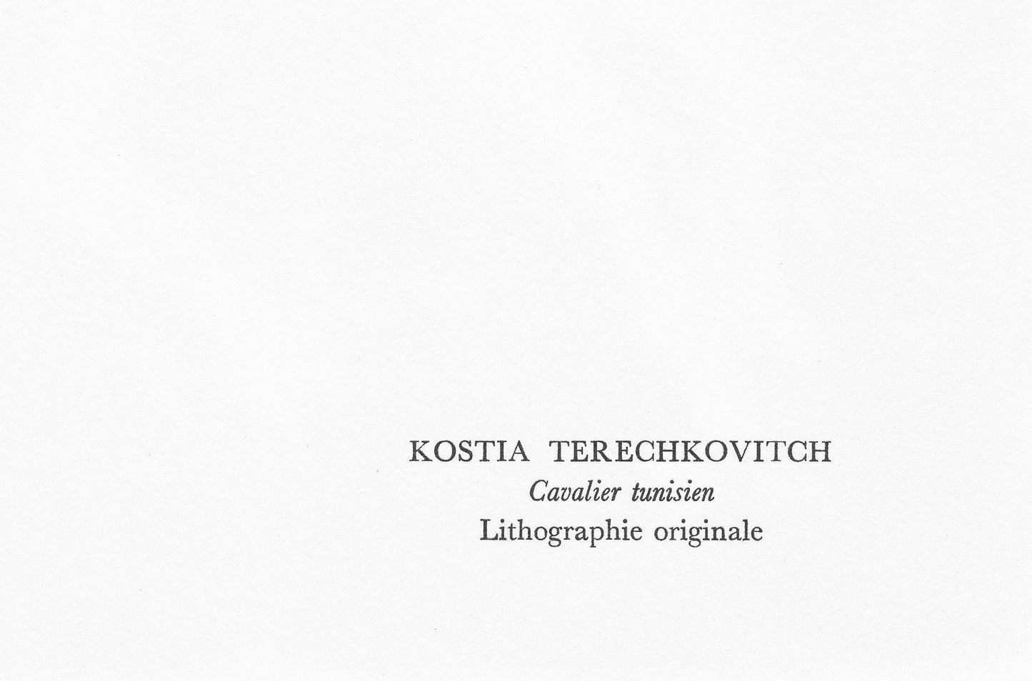 Constantin Terechkovitch, Cavalier Tunisien, Souvenirs Et Portraits D'Artistes, Lithograph